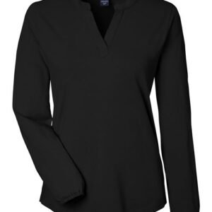 devon & jones dp122w women's raleigh half placket knit top