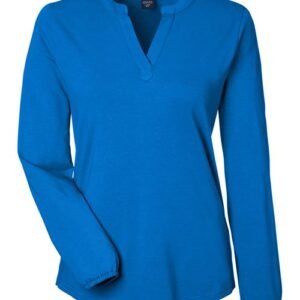 devon & jones dp122w women's raleigh half placket knit top