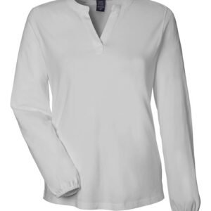 devon & jones dp122w women's raleigh half placket knit top