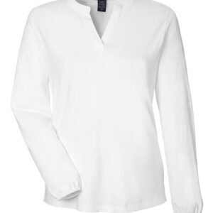 devon & jones dp122w women's raleigh half placket knit top