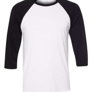 bella + canvas 3200 unisex three quarter sleeve baseball tee