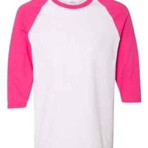 gildan 5700 unisex heavy cotton™ raglan three quarter sleeve t shirt