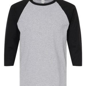 m&o 5540 raglan three quarter sleeve baseball t shirt